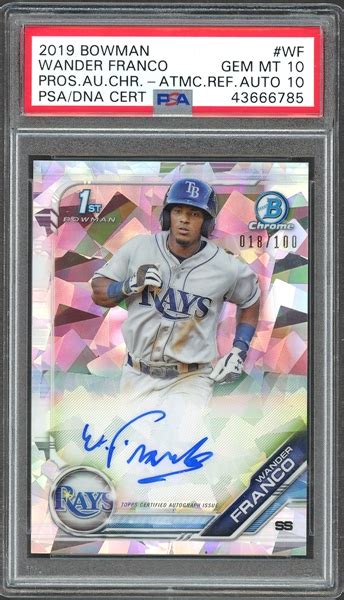 Lot Detail Bowman Wander Franco Prospect Auto Chrome Atomic