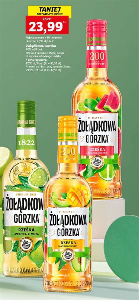 Promocja Wódka żołądkowa gorzka rześka arbuz i limonka w Lidl