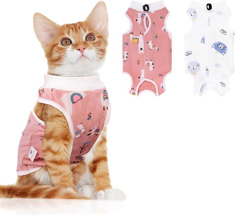 2 Pcs Cat Recovery Suit For Spay Abdominal Wounds Cat