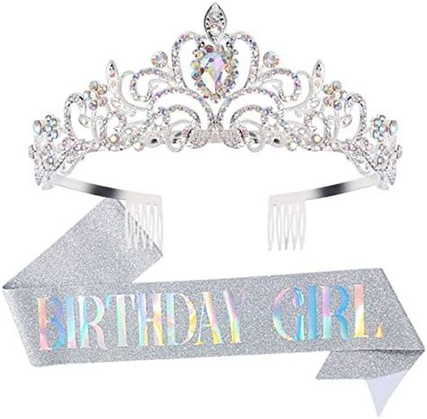 Amazon Birthday Queen Sash And Crystal Tiara Set Tiara And