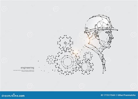 The Particles Geometric Art Line And Dot Of Engineering Stock Vector