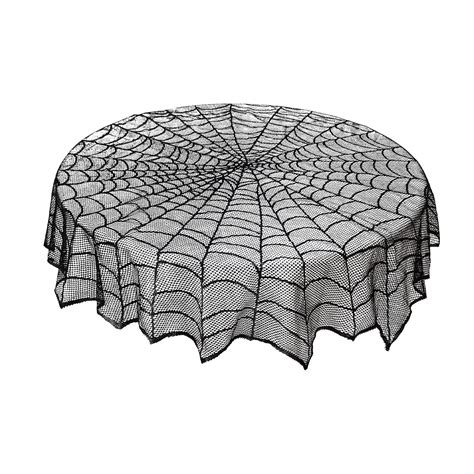 Halloween Lace Spiderweb Tablecloth Fireplace Mantle Table Runner 50 Inches Round Spider Web