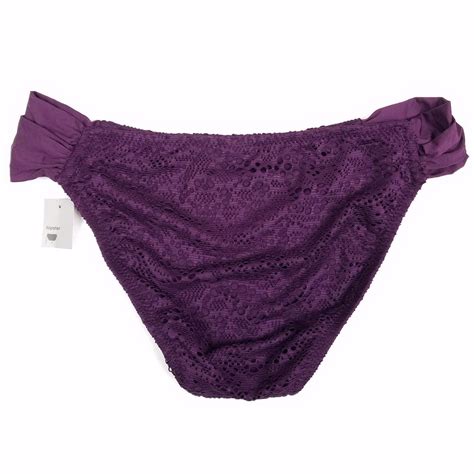 Mossimo Crochet Tabside Hipster Swim Bikini Bottom Size Medium Purple