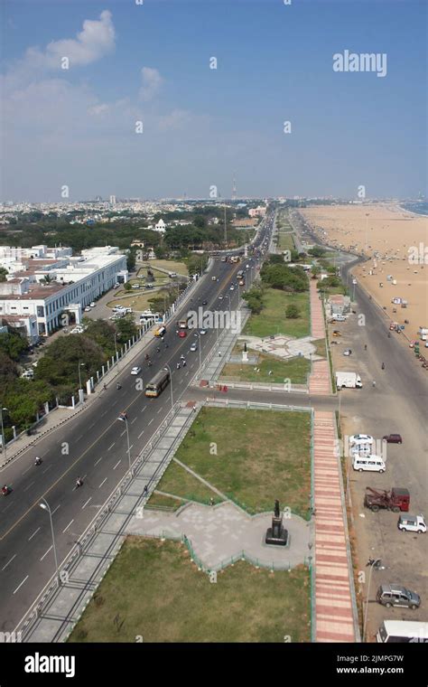 Marina Beach Chennai City Tamil Nadu India Bay Of Bengal Madras View