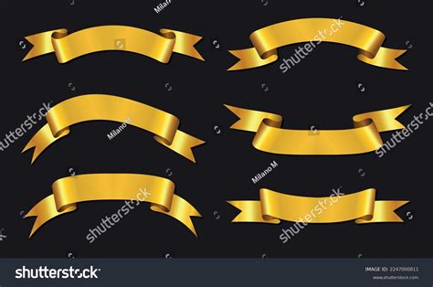 Set Gold Ribbon Bannersvector Golden Ribbons Stock Vector Royalty Free