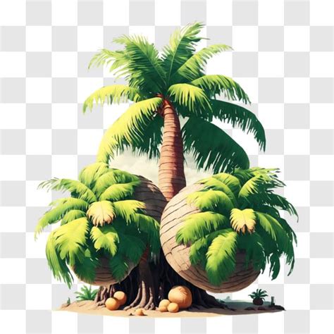 Download Funny Cartoon Palm Trees With Coconuts Png Online Clip