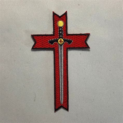 Red Cross Sword Deus Vult Crusader Patch Morale Tactical Military Army