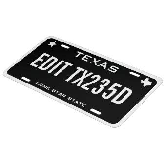 Personalized custom black Texas License Plate | Zazzle