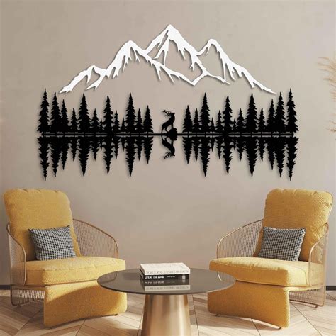 Kawa Metalworks Mountain And Forest Metal Wall Art Decor Hill And