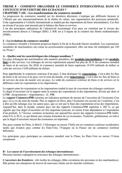 SOLUTION: Chap 7 les transformations du commerce mondial - Studypool