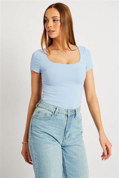 Blue Supersoft Top Short Sleeve Ally Fashion