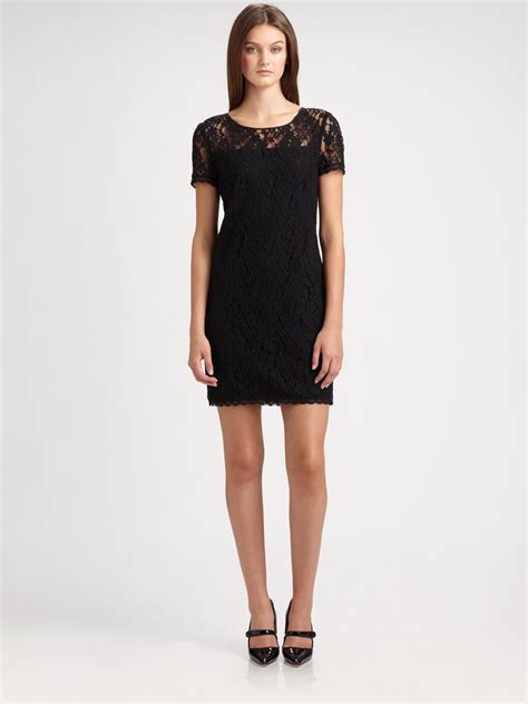 Dkny Lace Shift Dress In Black Lyst