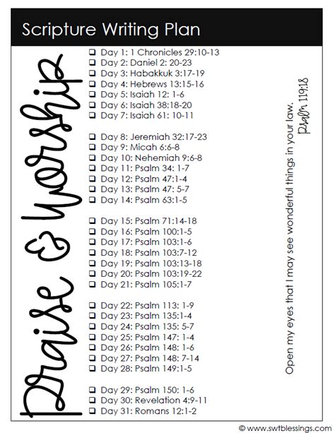 Sweet Blessings June Scripture Writing Plan Praise And Worship