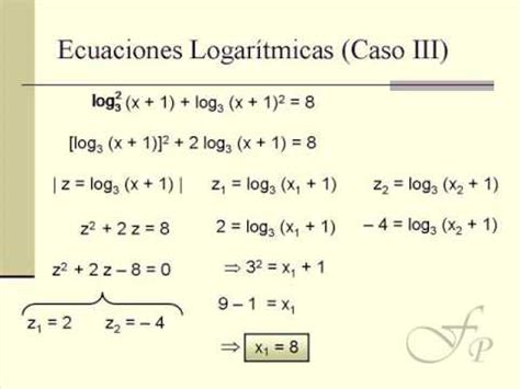 Ecuaci N Logar Tmica Con Cambio De Variable A Cuadr Tica Caso