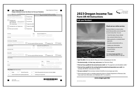 Oregon Tax Forms 2023 Printable State Form Or 40 And Form Or 40 Instructions