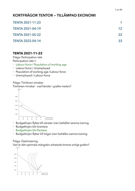 Tillämpad ekonomi Flervalsfråga KORTFRÅGOR TENTOR TILLÄMPAD