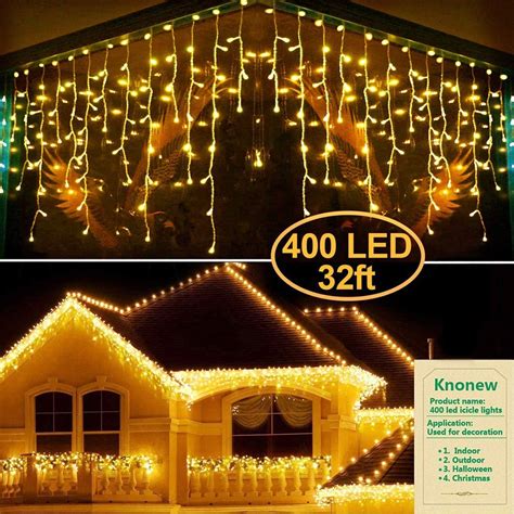 Knonew Led Icicle Lights Leds Ft Modes Curtain Fairy Light