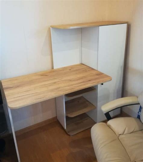 Стол компьютерный Лайт, 1420х356х1282, Белый/Дуб золотой (6981211 ...