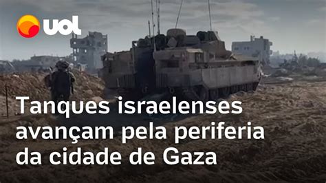 Tanques De Israel Avan Am Pela Periferia Da Cidade De Gaza E