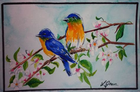 Bird On Branch Painting at PaintingValley.com | Explore collection of ...