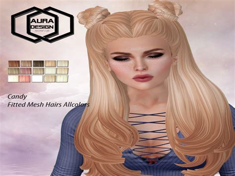 Second Life Marketplace Aura Candy Fitted Mesh Hair Allcolors