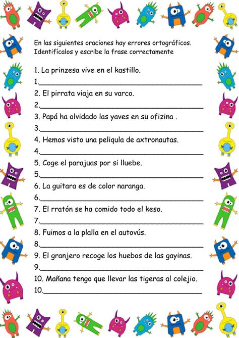 Corrige Los Errores Ortogr Ficos Worksheet Actividades De Ense Anza