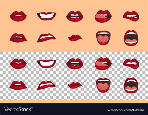 Cartoon icons set isolated cute mouth expressions Vector Image