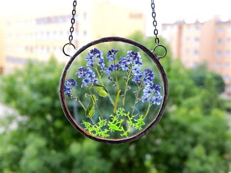 Pressed Flower Suncatcher Valentines Gift Gift For Her Stained Glass