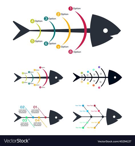 Fishbone Infographic Design Collection Royalty Free Vector