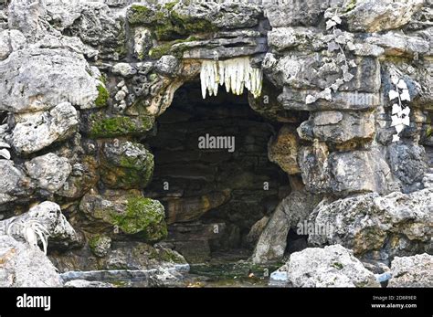 entrance    stone cave stock photo alamy