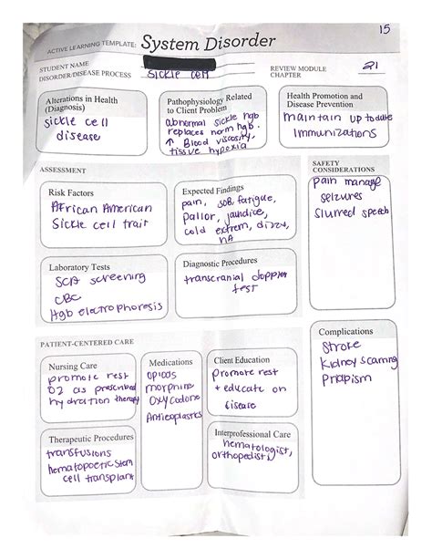 Complications of a sickle cell crisis ati - NURS 422 - Studocu