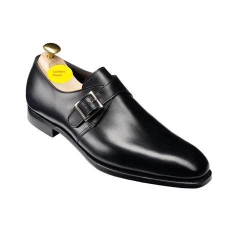 Handmade Men Black Shoes, Single Monk Strap Shoes, Men Formal Monk Shoes on Storenvy