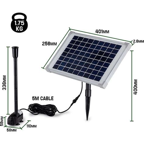 Protege W Solar Powered Fountain Submersible Water Pump Pond Kit