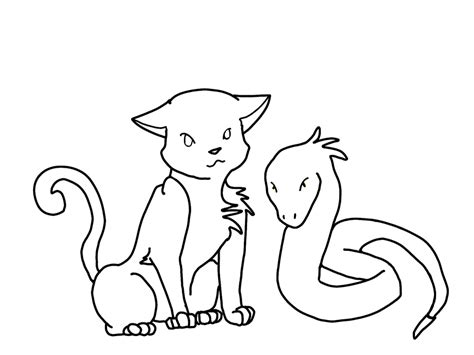 Cat and Snake Lineart by Adoptabelz on DeviantArt