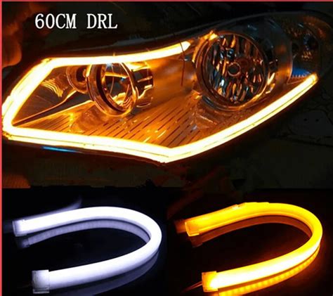 New Pcs Cm Drl Flexible Led Tube Strip Daytime Running Lights Turn