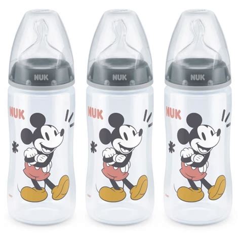 NUK Lot de 3 biberons First Choice TC Mickey 300ml 6 18M perçage M