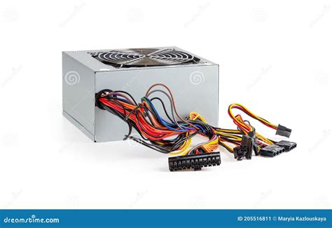 New Power Supply Unit With A Lot Of Colorful Wires And Connectors