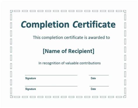 Work Completion Certificate Templates Word Excel Samples Throughout