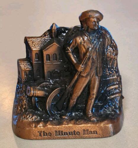 Vtg THE MINUTE MAN Metal Coin Bank Indian Village Federal Savings