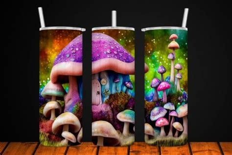 Glitter Mushroom Tumbler Sublimation Graphic By Sha Designs Creative