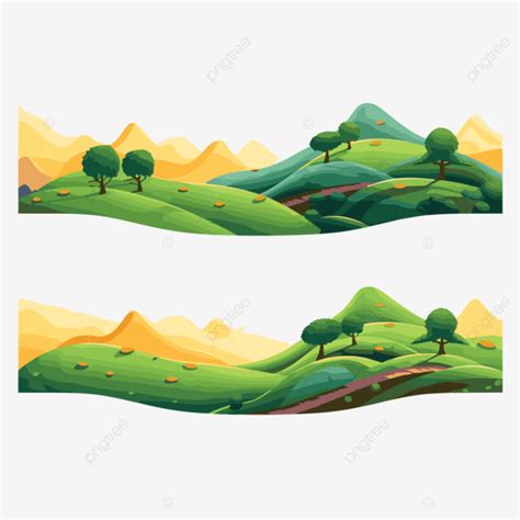 Rolling Hills Clipart Two Different Cartoon Landscapes With Trees