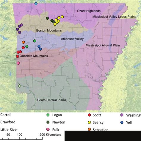 Locations of Arkansas wild pig traps where ticks were collected Feb ...