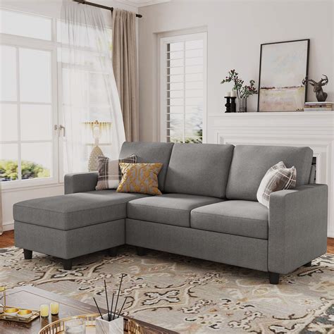 Honbay Convertible Sectional Sofa Convertible L Shaped Couch With