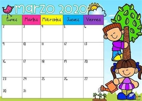 Preescolar Calendario Infantil Para Imprimir Por Meses A Color