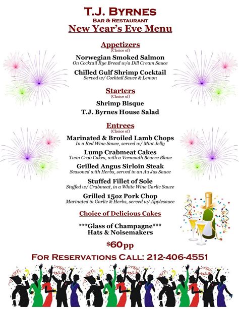 New Year's Eve Menu — T.J. Byrnes Bar & Restaurant