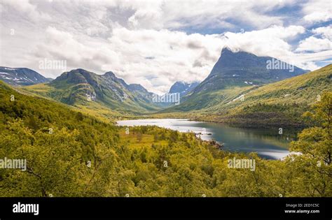 High Valley Innerdalen With Lake Innerdalsvatna Mountains Right