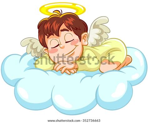 Angel Sleeping On Cloud Stock Illustration 352736663