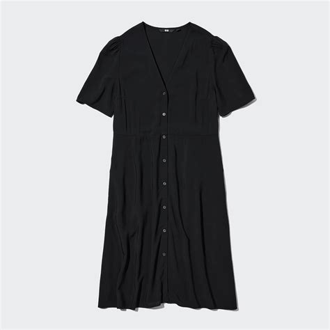 V Neck Short Sleeve Flare Dress Uniqlo Us