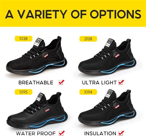 Guyisa Safety Shoes Men Black Hammer Low Cut Light Breathable Water