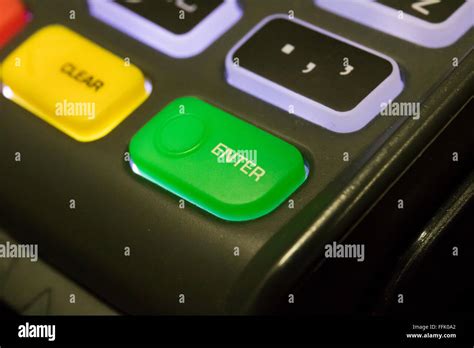 keypad equipment green button enter stock photo alamy